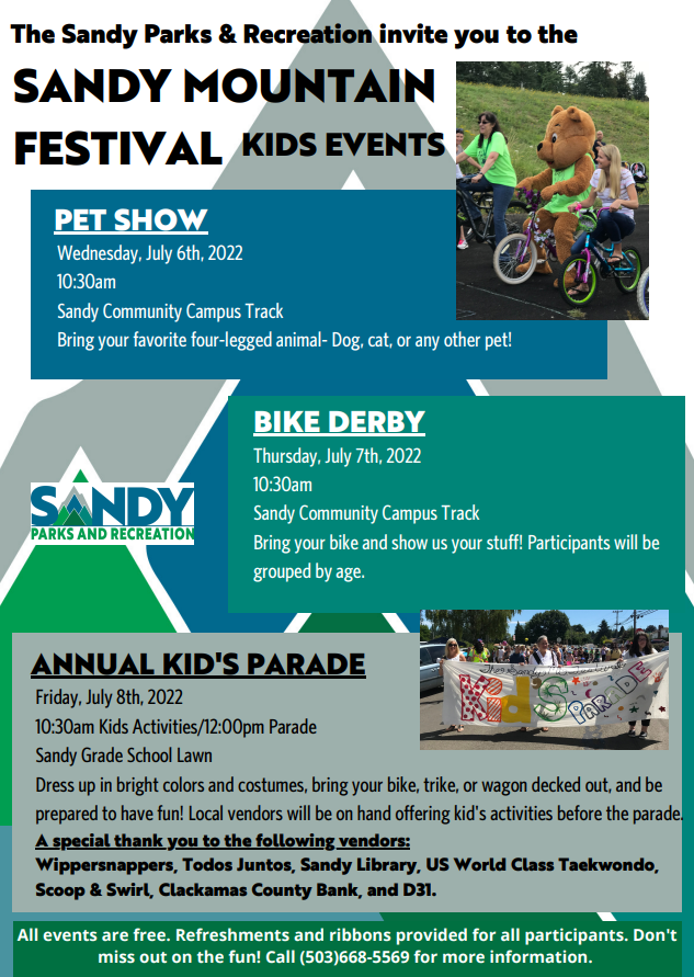 Sandy Mountain Festival Kid's Events Sandy, OR