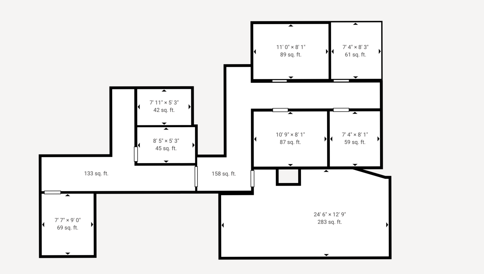 square footage of available suites