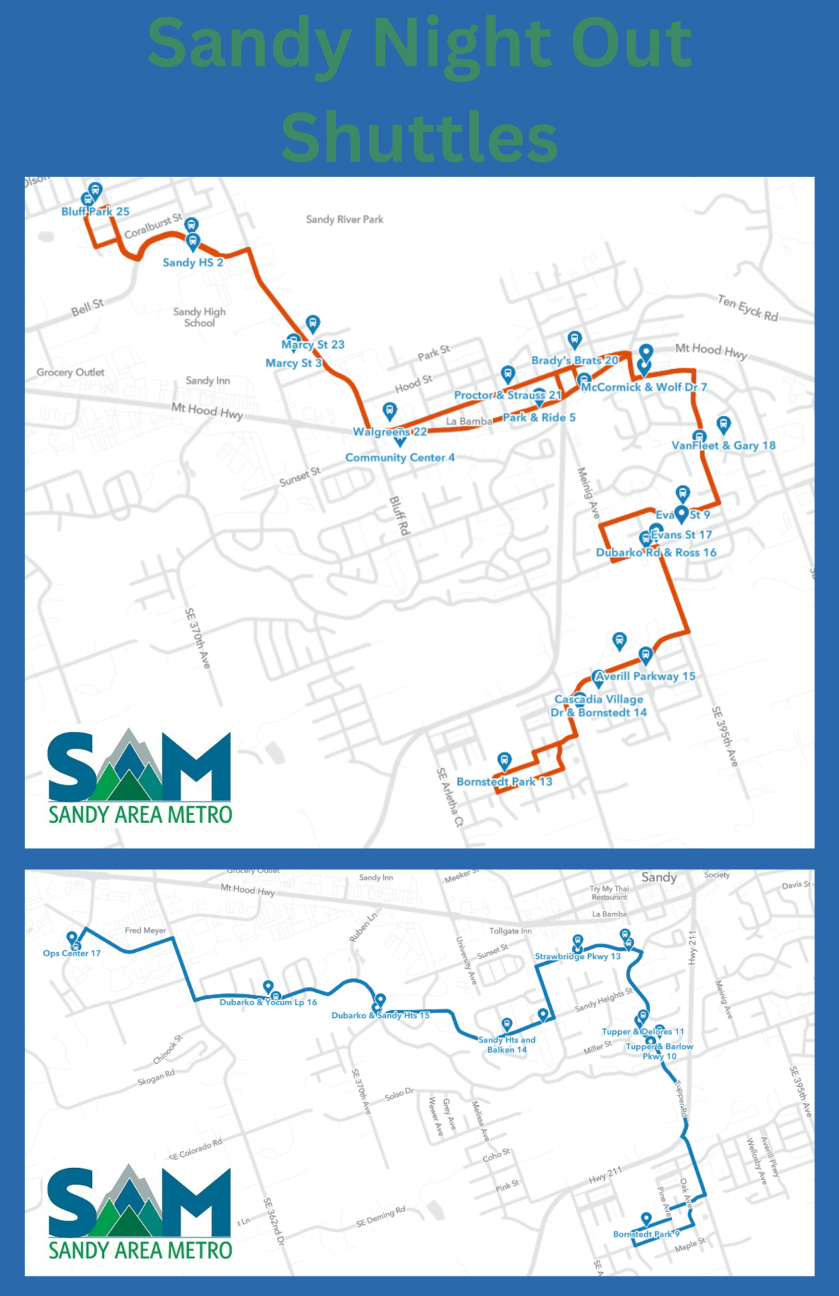 Sandy Night Out Shuttles to Bornstedt